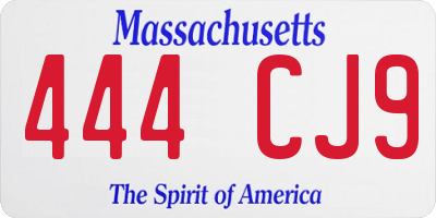 MA license plate 444CJ9