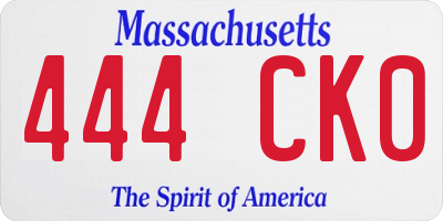 MA license plate 444CK0