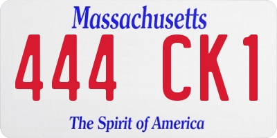 MA license plate 444CK1