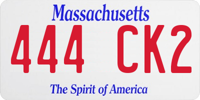 MA license plate 444CK2