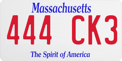 MA license plate 444CK3