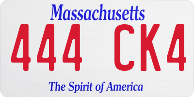 MA license plate 444CK4