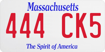 MA license plate 444CK5