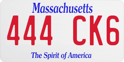 MA license plate 444CK6