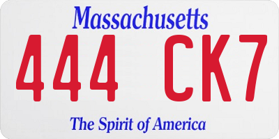 MA license plate 444CK7