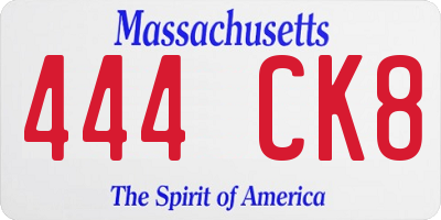 MA license plate 444CK8