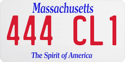 MA license plate 444CL1