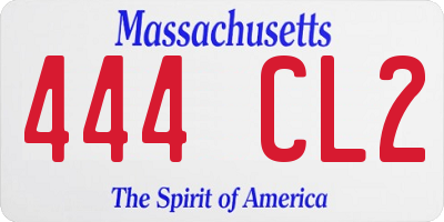 MA license plate 444CL2