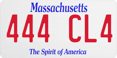 MA license plate 444CL4