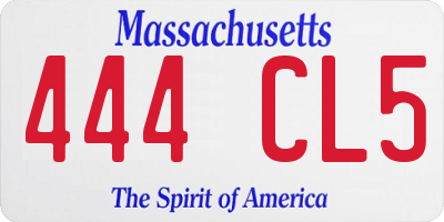 MA license plate 444CL5