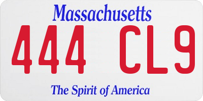 MA license plate 444CL9