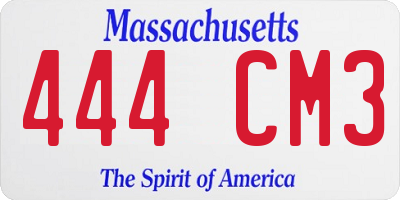 MA license plate 444CM3