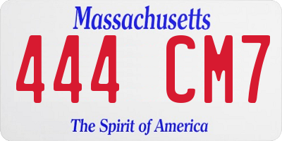 MA license plate 444CM7