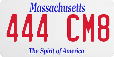 MA license plate 444CM8