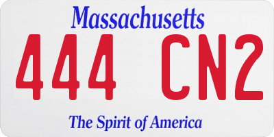 MA license plate 444CN2