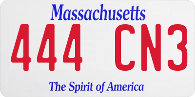 MA license plate 444CN3