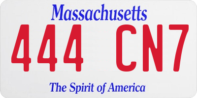 MA license plate 444CN7