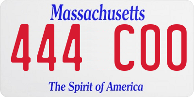 MA license plate 444CO0