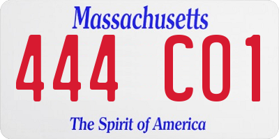 MA license plate 444CO1