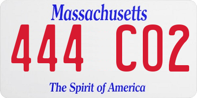 MA license plate 444CO2