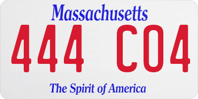 MA license plate 444CO4