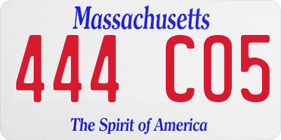MA license plate 444CO5