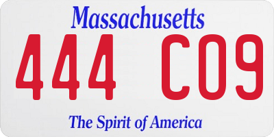 MA license plate 444CO9