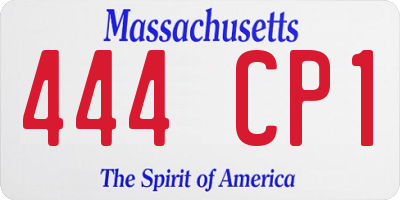 MA license plate 444CP1