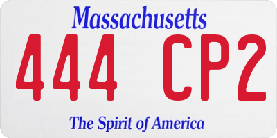 MA license plate 444CP2
