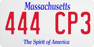 MA license plate 444CP3