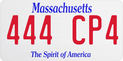 MA license plate 444CP4
