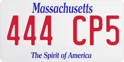 MA license plate 444CP5