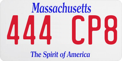MA license plate 444CP8