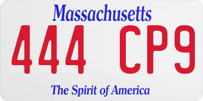 MA license plate 444CP9