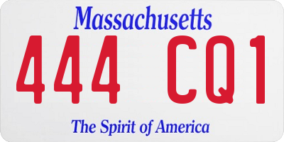 MA license plate 444CQ1