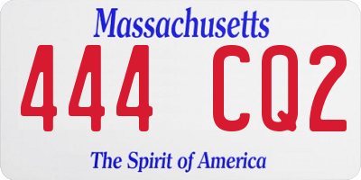 MA license plate 444CQ2