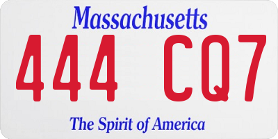 MA license plate 444CQ7