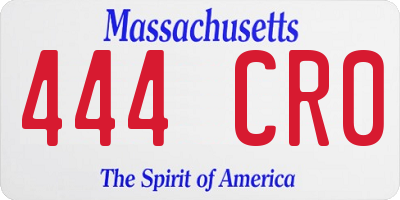MA license plate 444CR0