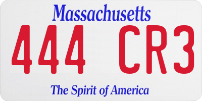 MA license plate 444CR3
