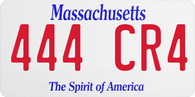 MA license plate 444CR4