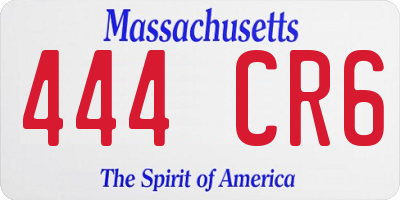 MA license plate 444CR6