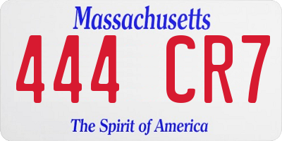 MA license plate 444CR7
