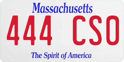 MA license plate 444CS0