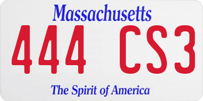 MA license plate 444CS3