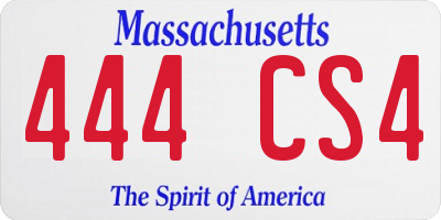 MA license plate 444CS4