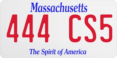 MA license plate 444CS5