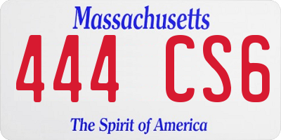 MA license plate 444CS6