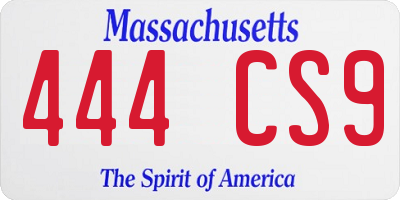 MA license plate 444CS9