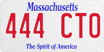 MA license plate 444CT0