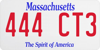 MA license plate 444CT3